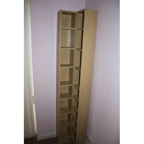 228 - 2 x Beech Effect DVD/CD Units with Adjustable Shelves 
120cm Tall x 20cm wide x 15cm Deep