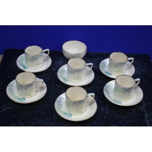 241 - Nice Collection of Gray's Pottery - Sunbuff Design - Espresso Coffee Cups and Saucers plus Sugar Bow... 