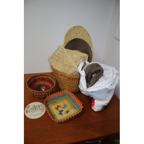 463 - Mixed Lot including Wicker Baskets, Hats, Scarves etc