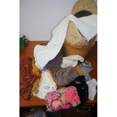 463 - Mixed Lot including Wicker Baskets, Hats, Scarves etc