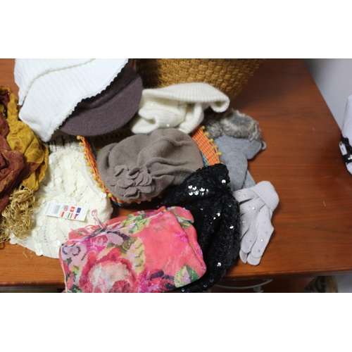 463 - Mixed Lot including Wicker Baskets, Hats, Scarves etc