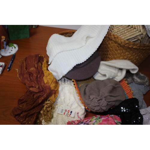 463 - Mixed Lot including Wicker Baskets, Hats, Scarves etc