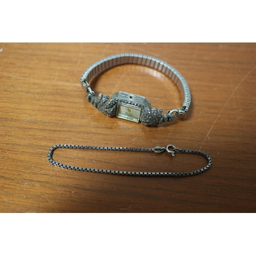 471 - Silver Marked Watch and Silver Box Link Chain Bracelet