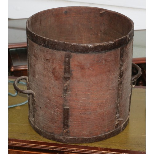 141 - Twin Handle Wood and Metal Bushel Bucket