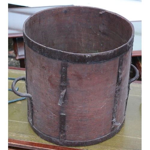 141 - Twin Handle Wood and Metal Bushel Bucket