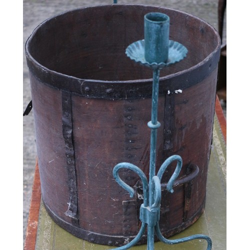 141 - Twin Handle Wood and Metal Bushel Bucket