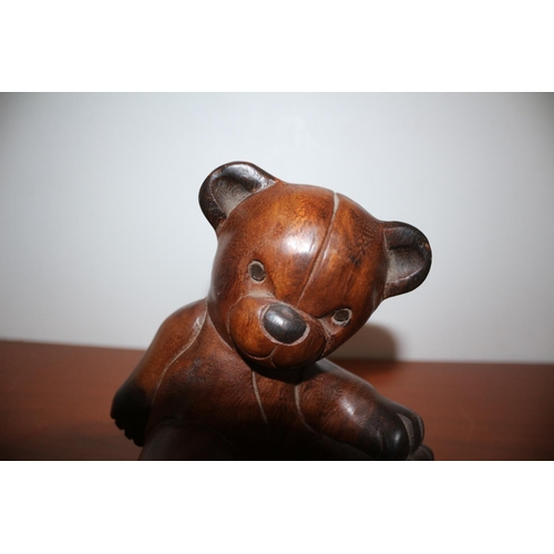 32 - Solid Wood Carved Bear 15cm Tall