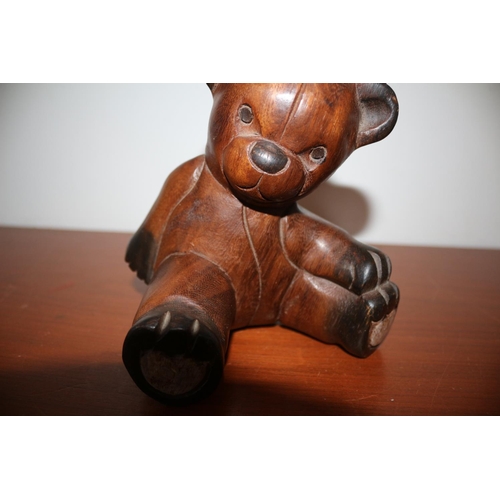 32 - Solid Wood Carved Bear 15cm Tall