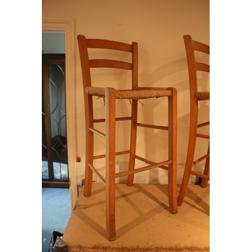 35 - Pair of High Seat Top Bar Chairs with Wicker Seat Pad