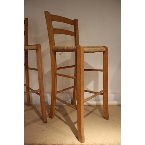 35 - Pair of High Seat Top Bar Chairs with Wicker Seat Pad