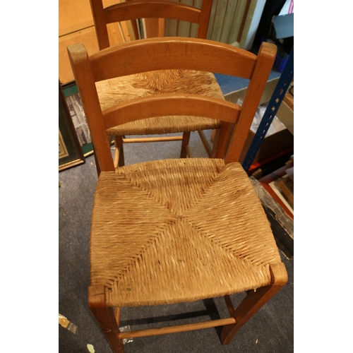 35 - Pair of High Seat Top Bar Chairs with Wicker Seat Pad