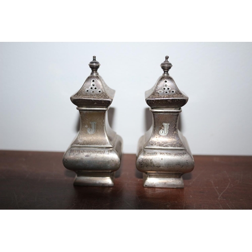 40 - Pair of Hallmarked Silver Salt & Pepper Pots, 9cm Tall, 44.3g