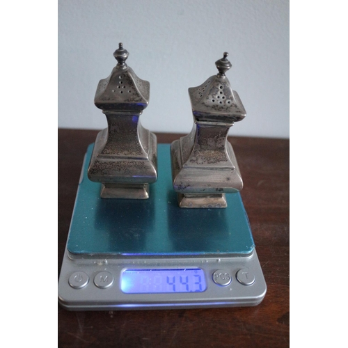 40 - Pair of Hallmarked Silver Salt & Pepper Pots, 9cm Tall, 44.3g