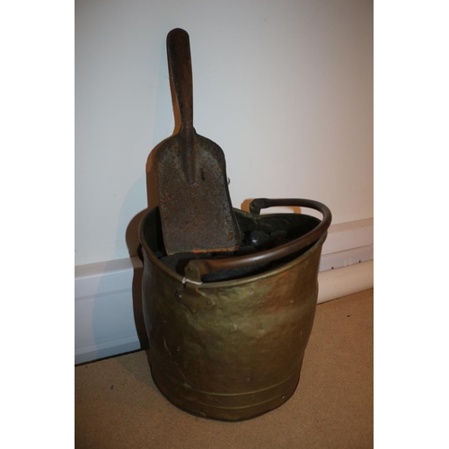 44 - 2 Vintage Brass Coal Scuttles