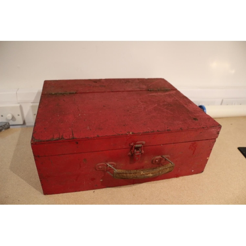 45 - Vintage Wooden tool Box & Tools, Box is 36cm x 45.5c cm x 17cm