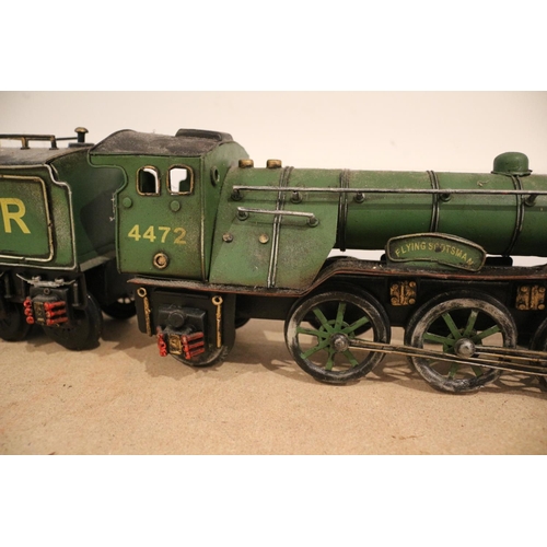 46 - Aged Tin Metal Plate Model Train, Total Length 66cm