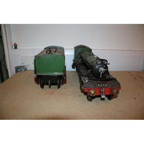 46 - Aged Tin Metal Plate Model Train, Total Length 66cm