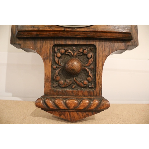 47 - Oak Barometer with Carved Details, 71cm Tall