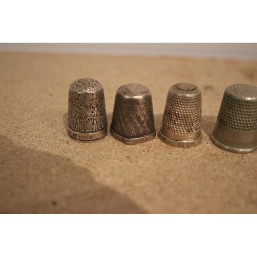 59 - 3 Silver Thimbles, One other & Silver Case Knife