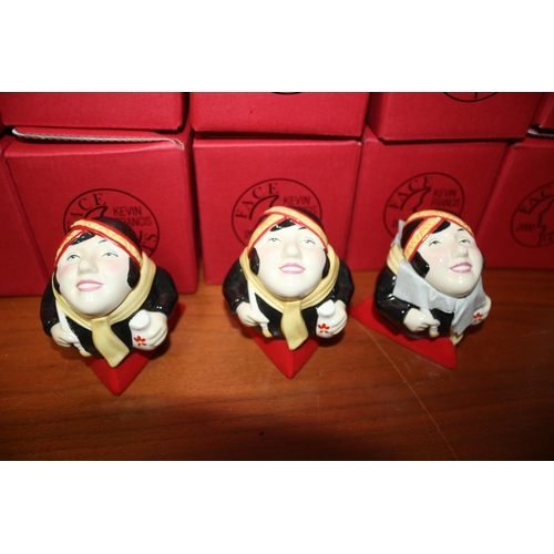 72 - 10 x Kevin Frances Face Pots Depicting Clarice Cliff