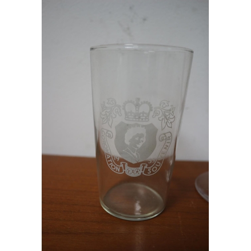 87 - 2 Commemorative Glasses including King George, Tallest is 20cm