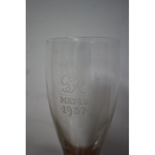 87 - 2 Commemorative Glasses including King George, Tallest is 20cm