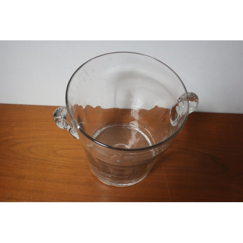 89 - Solid Glass Ice Bucket, 25cm Tall x 26cm Diameter with Handles