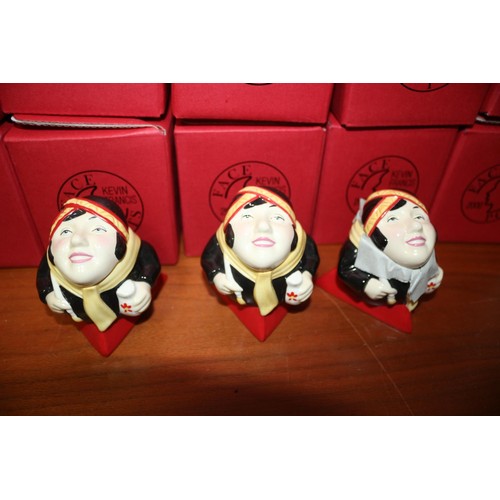 73 - 10 x Kevin Frances Face Pots Depicting Clarice Cliff