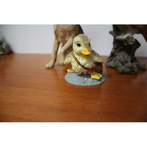 103 - Animal Figurines, Tallest is 23cm, Duck is Royal Doulton - Cat is from the Comic & Curious Cats, Lin... 