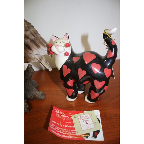 103 - Animal Figurines, Tallest is 23cm, Duck is Royal Doulton - Cat is from the Comic & Curious Cats, Lin... 