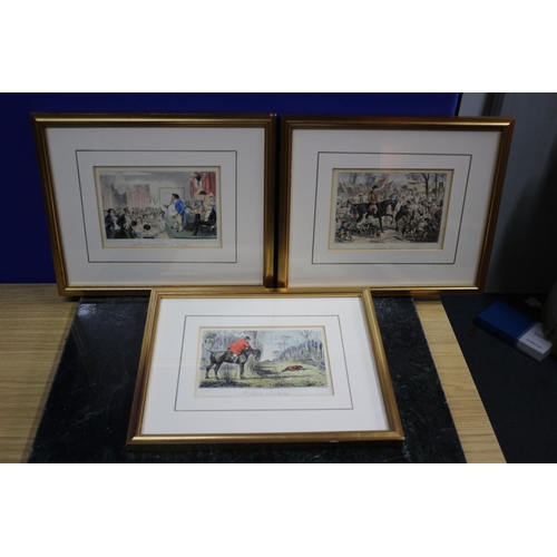 241 - 3 Hand Coloured Pictures, Possibly Engravings, 33 x 28cm