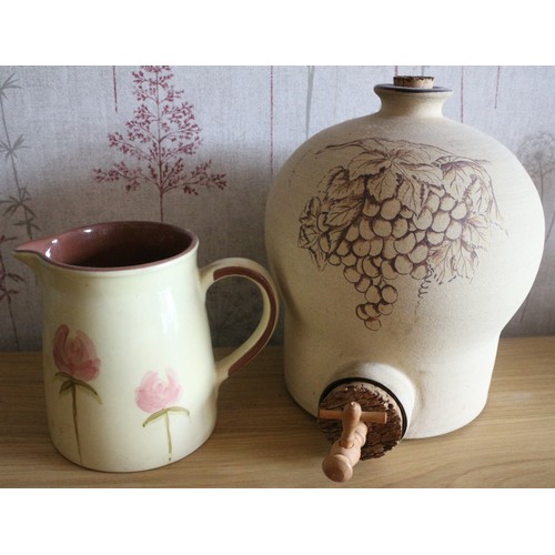 264 - Sainsbury Ceramic Jug & Ceramic Drink Dispenser by Bulls Hill Pottery 30cm High