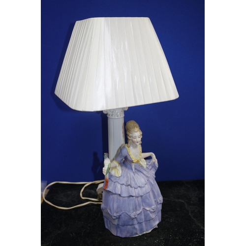 293 - A Vintage Sitzendorf German Porcelain Crinoline Lady Lamp - Working