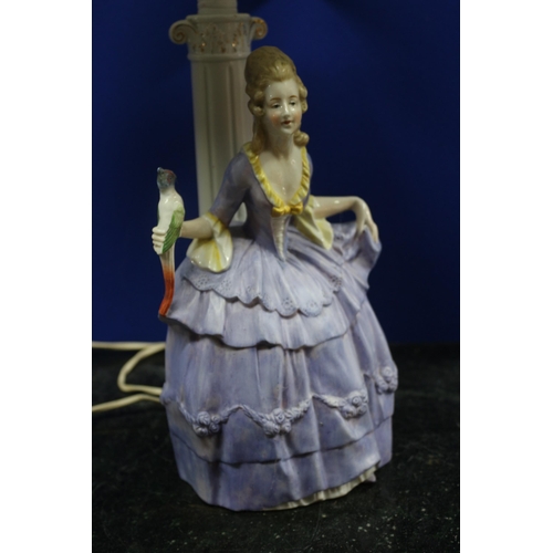 293 - A Vintage Sitzendorf German Porcelain Crinoline Lady Lamp - Working