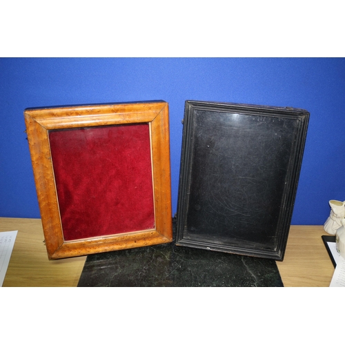 295 - 2 x Desk Top Display Cabinets with Velvet Interior - One with Walnut Effect Surround - Largest 39 x ... 