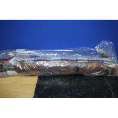 297 - Large, Weighty, Brand-New Tartan and Leather Dog Draft Excluder