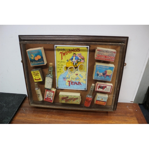 317 - Victorian 3D Glass Mounted Display Panel including household including Period Products 
57.5cm x 35c... 