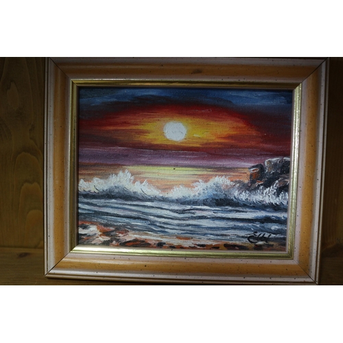 343 - Small Oil On Board Beach Scene, Signed