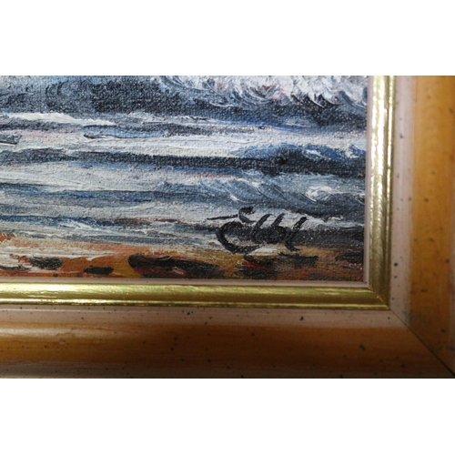 343 - Small Oil On Board Beach Scene, Signed