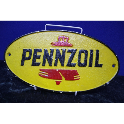 353 - Pennzoil Cast Iron Sign 
27cm Wide