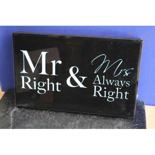 106 - Mr & Mrs Illuminated Sign, 40 x 26cm