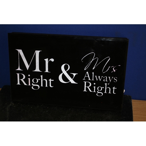 106 - Mr & Mrs Illuminated Sign, 40 x 26cm