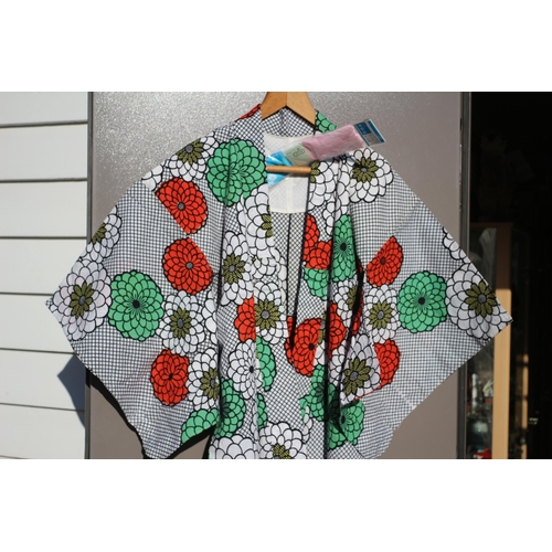 116 - Hand Made Japanese Chrysanthemum Spring Kimono in Original Paper Casing.