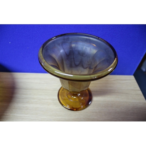 12 - Davidson Cloud Glass bowl, stand and Base.
Bowl is 28cm x 6cm
Stand is 20cm x 4.5cm
Vase is 14cm x 1... 