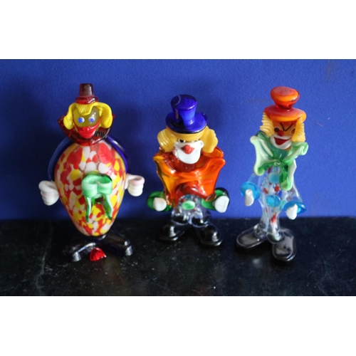 121 - 3 Decorative Glass Clowns AF