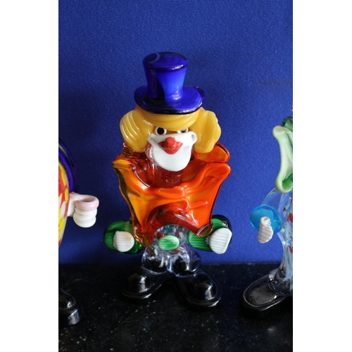 121 - 3 Decorative Glass Clowns AF