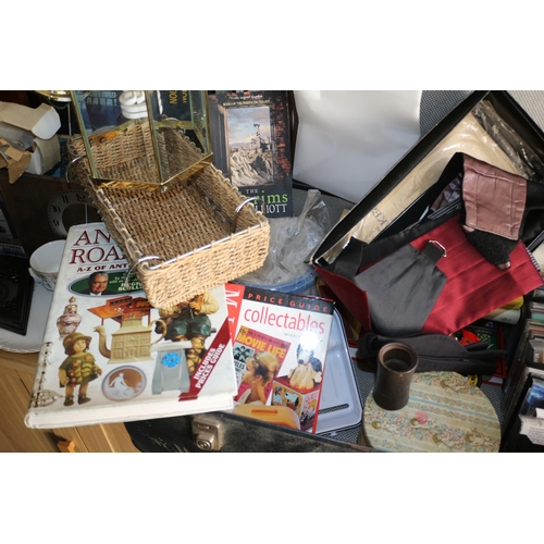 122 - Mixed Lot including Clock Box, Large Vintage Case, books, Cumber Bands etc