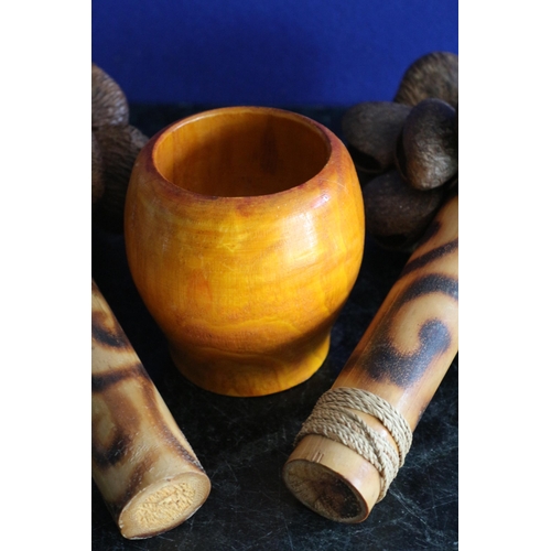 129 - 2 African Rattles & Bowl