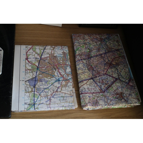 144 - Flight Bag, Pooley's Flight Log, Maps & Other Flight Items