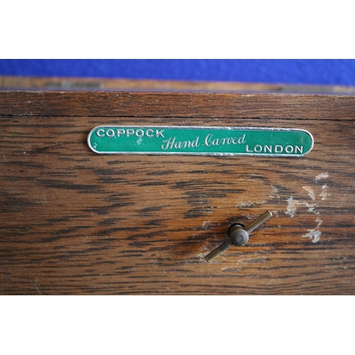 146 - Coppock Hand Carved London Wooden Music Box, 20 x 12 cm